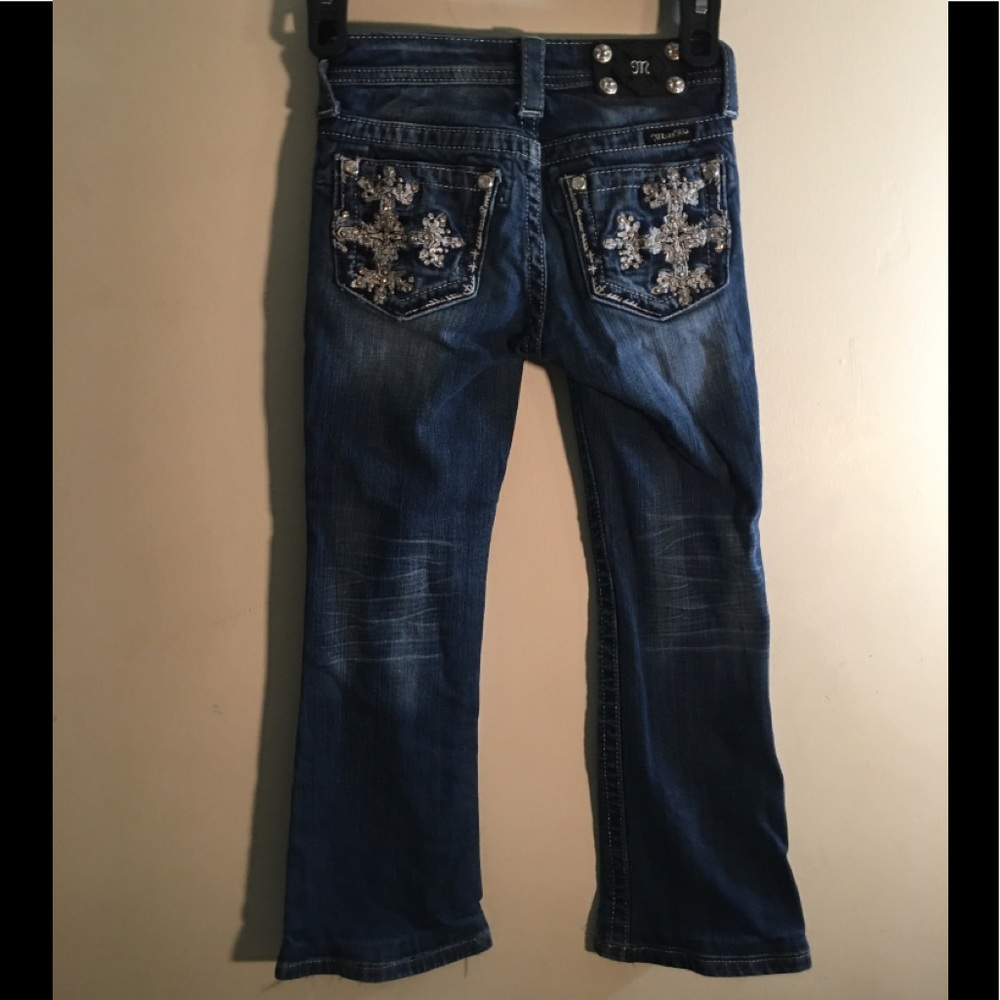 Miss Me Girls Dark Wash Cross Bling Jeans